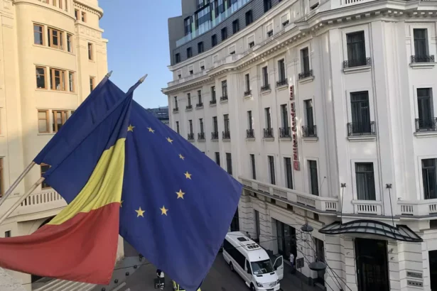 Romanian EU flags
